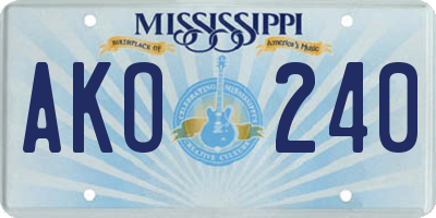 MS license plate AKO240
