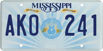 MS license plate AKO241