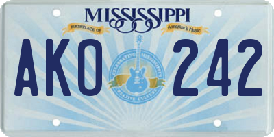 MS license plate AKO242