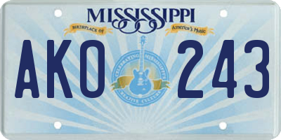MS license plate AKO243