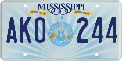 MS license plate AKO244