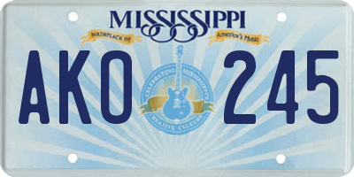 MS license plate AKO245