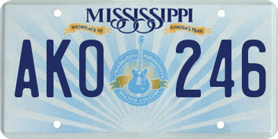 MS license plate AKO246