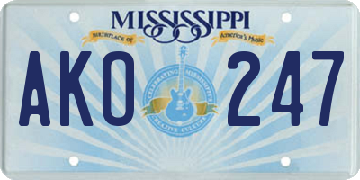 MS license plate AKO247