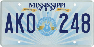 MS license plate AKO248