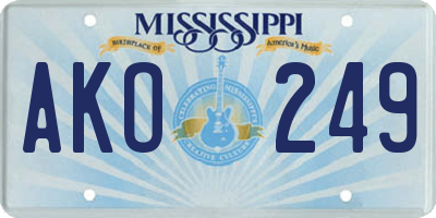 MS license plate AKO249