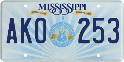 MS license plate AKO253