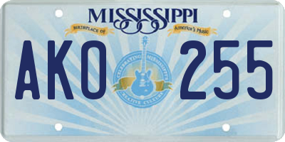 MS license plate AKO255