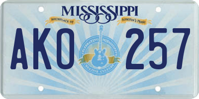MS license plate AKO257