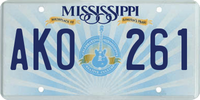 MS license plate AKO261