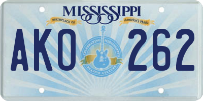 MS license plate AKO262