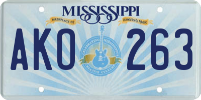 MS license plate AKO263