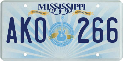 MS license plate AKO266