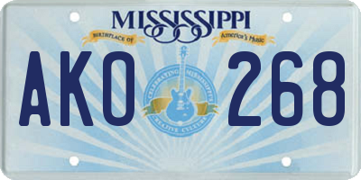 MS license plate AKO268