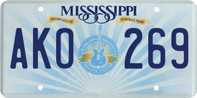 MS license plate AKO269