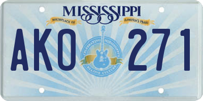MS license plate AKO271