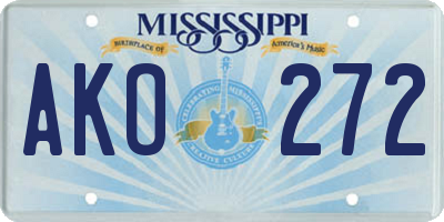 MS license plate AKO272
