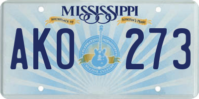MS license plate AKO273