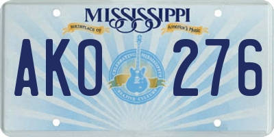 MS license plate AKO276