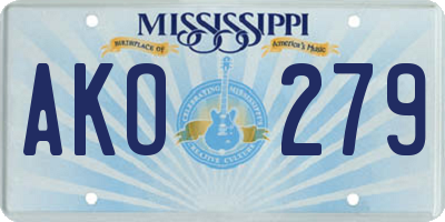 MS license plate AKO279