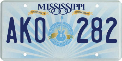 MS license plate AKO282
