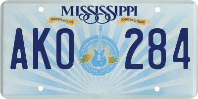 MS license plate AKO284