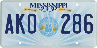 MS license plate AKO286
