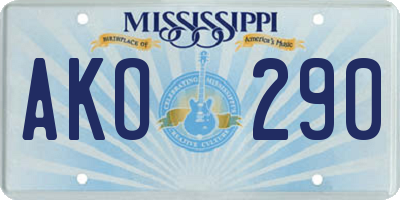 MS license plate AKO290