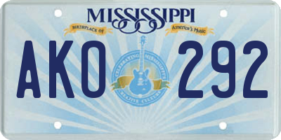 MS license plate AKO292