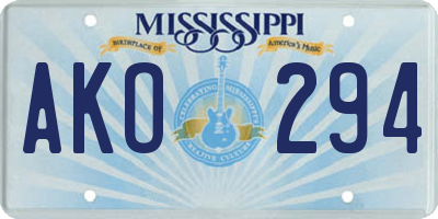 MS license plate AKO294