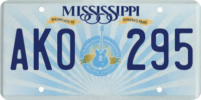 MS license plate AKO295