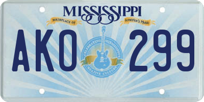 MS license plate AKO299