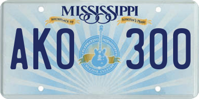 MS license plate AKO300