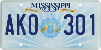 MS license plate AKO301