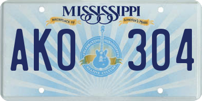 MS license plate AKO304