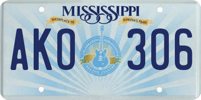 MS license plate AKO306