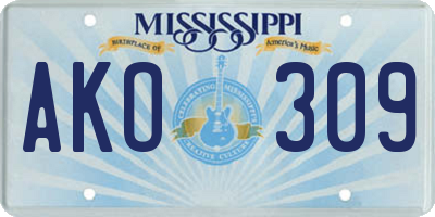 MS license plate AKO309