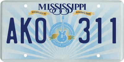 MS license plate AKO311