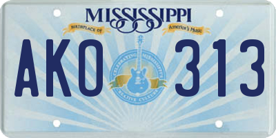 MS license plate AKO313