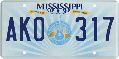 MS license plate AKO317