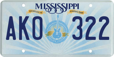 MS license plate AKO322