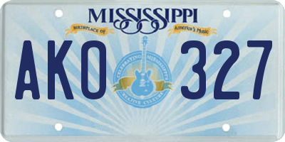 MS license plate AKO327