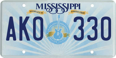 MS license plate AKO330