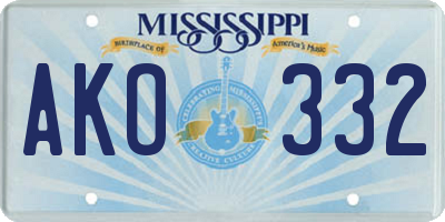 MS license plate AKO332