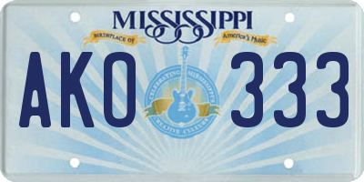 MS license plate AKO333