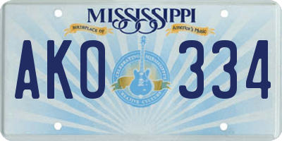MS license plate AKO334