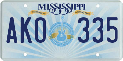 MS license plate AKO335