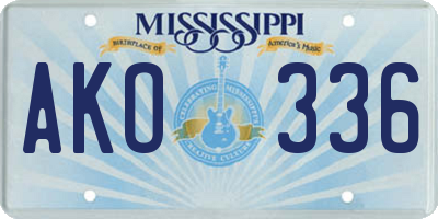 MS license plate AKO336