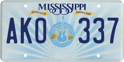 MS license plate AKO337