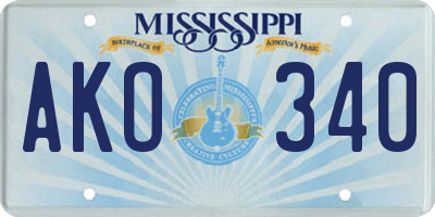 MS license plate AKO340